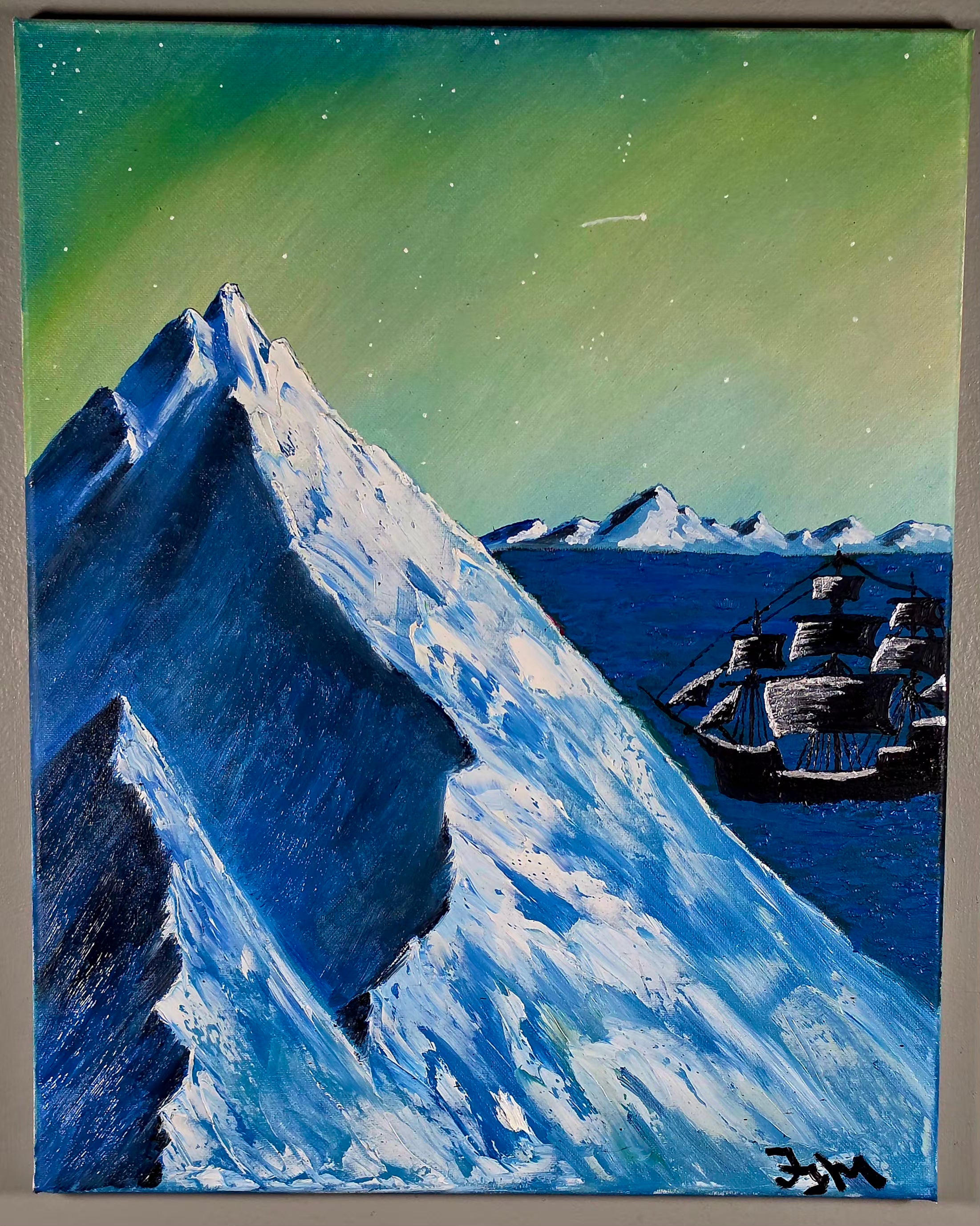 The Lone Northern Aurora 16x20 Oil on Canvas
