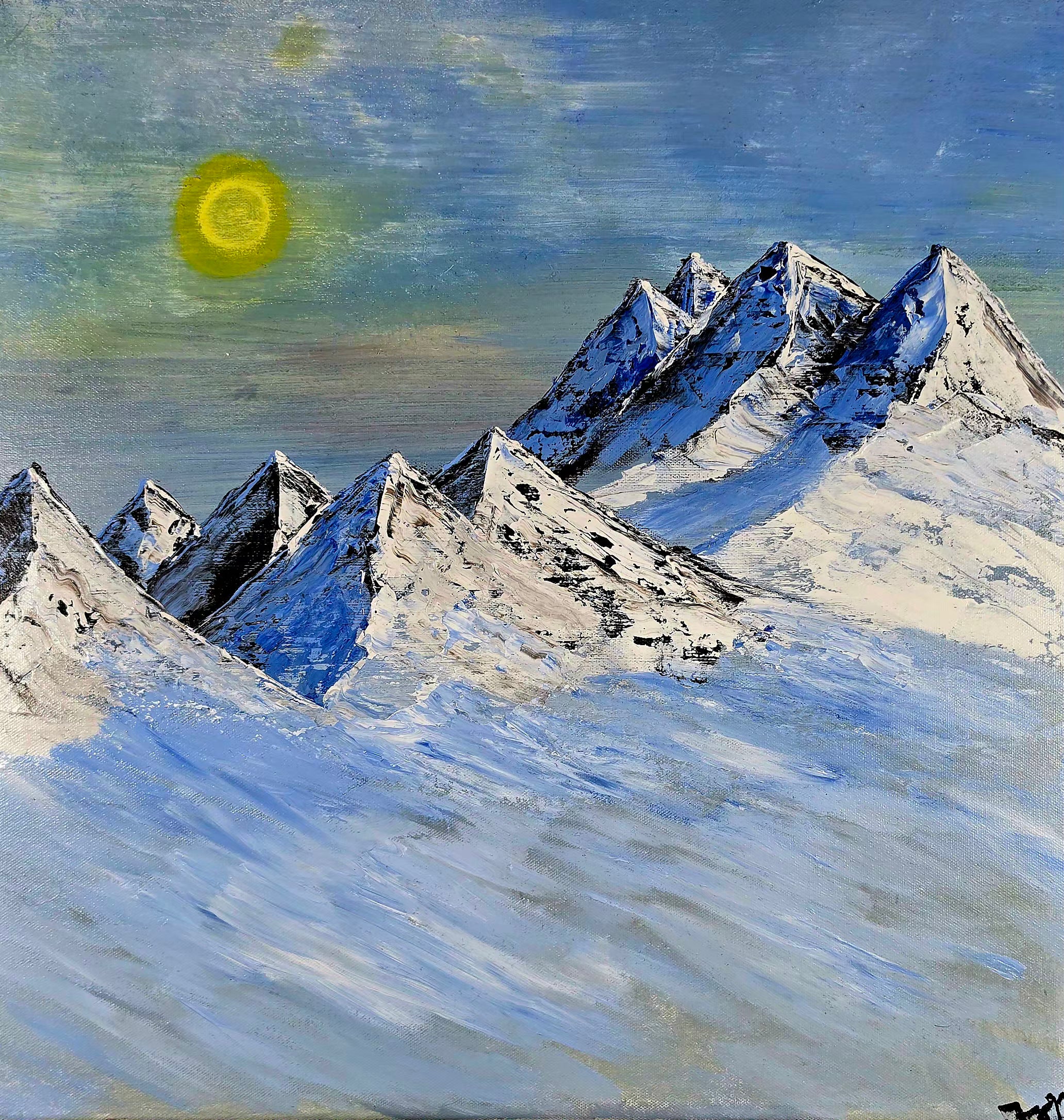 Frozen Peaks 20x20 Acrylic on Canvas