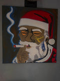 Stressed Santa 20x20 Oil on Canvas