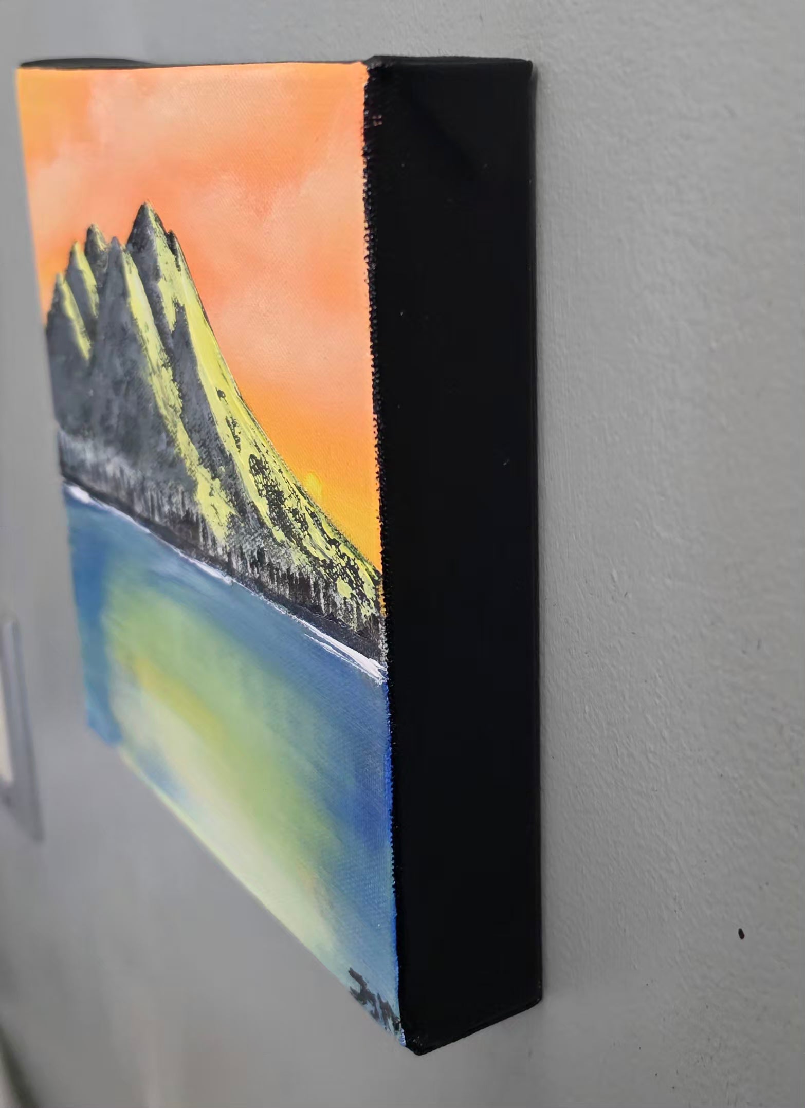 Last Night's Mountain 8x8 Acrylic on Gallery edge Canvas