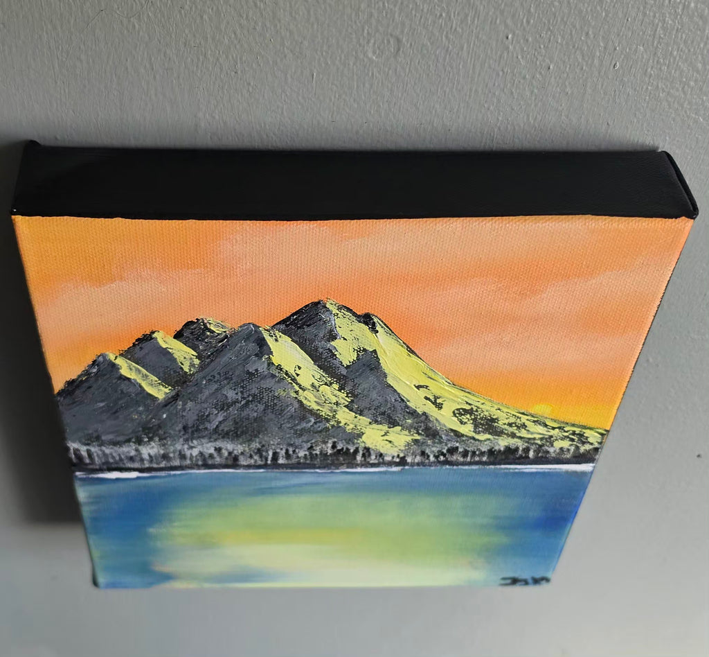 Last Night's Mountain 8x8 Acrylic on Gallery edge Canvas